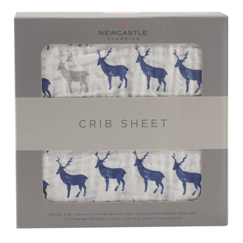 Blue Deer Crib sheet