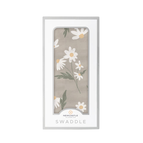 White Daisy Bamboo Swaddle