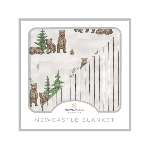 Wilderness Bear & Pencil Stripe Bamboo Newcastle Blanket