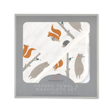 Forest Friends Cotton Hooded Towel and Washcloth Set