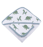 Granite Green Dinosaurs Cotton Hooded Towel and Washcloth Set