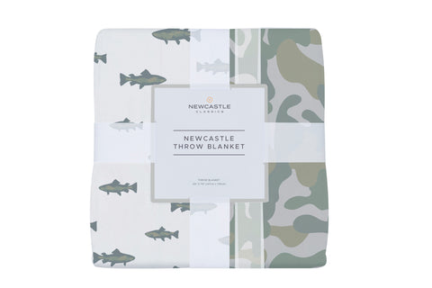 Gone Fishing and Hunter's Camo Bamboo Newcastle Throw Blanket