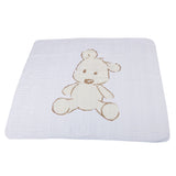 Teddy Bear and Grey Stripe Cotton Muslin Newcastle Blanket