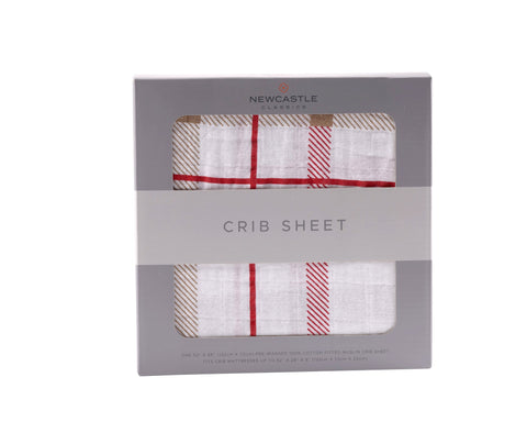 Plaid Cotton Muslin Crib Sheet