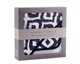 Moroccan Blue Cotton Hooded Towel and Washcloth Set
