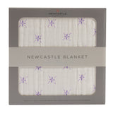 Lavender Flower and White Bamboo Muslin Newcastle Blanket