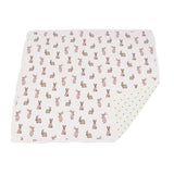 Powder Pink Bunnies and Periwinkle Diamond Polka Dot Bamboo Newcastle Blanket