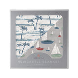 Ocean Palm Trees and Marina Sailboats Bamboo Newcastle Blanket
