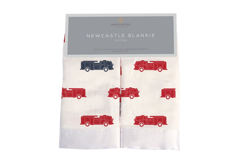Blue and Red Fire Trucks Newcastle Blankie