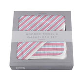 Candy Stripe Bamboo Hooded Towel and Washcloth Set