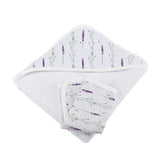 Lavender Stems Bamboo Hooded Towel and Washcloth Set
