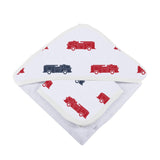 Blue and Red Fire Trucks Hooded Towel and Washcloth Set