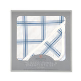 Blue Buffalo Check Plaid Hooded Towel and Washcloth Set