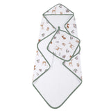 Sierra Fox and Deer Cotton Hooded Towel and Washcloth Set