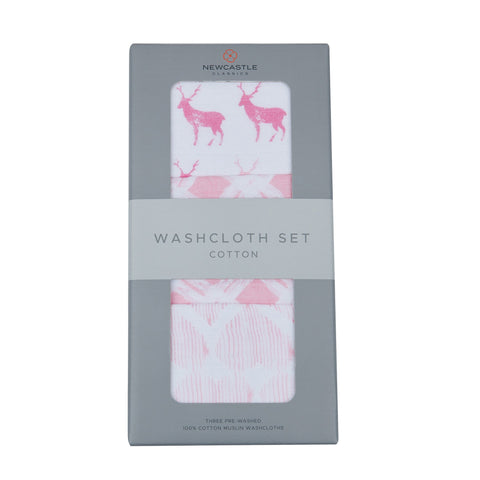 Pop of Pink Cotton Washcloth Set 3PK