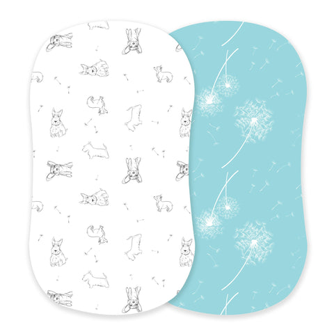 Corgi and Dandelion Seeds Bamboo Changing Pad Cover/Bassinet Sheets