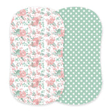 Desert Rose and Jade Polka Dot Cotton Changing Pad Cover/Bassinet Sheets