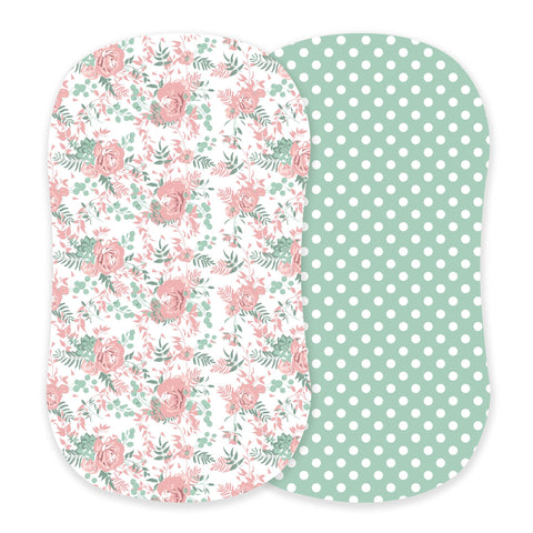 Desert Rose and Jade Polka Dot Cotton Changing Pad Cover/Bassinet Sheets